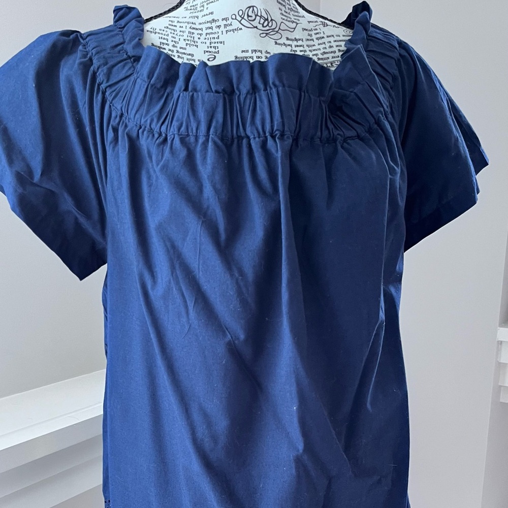 Blue off the shoulder eyelet summer dress